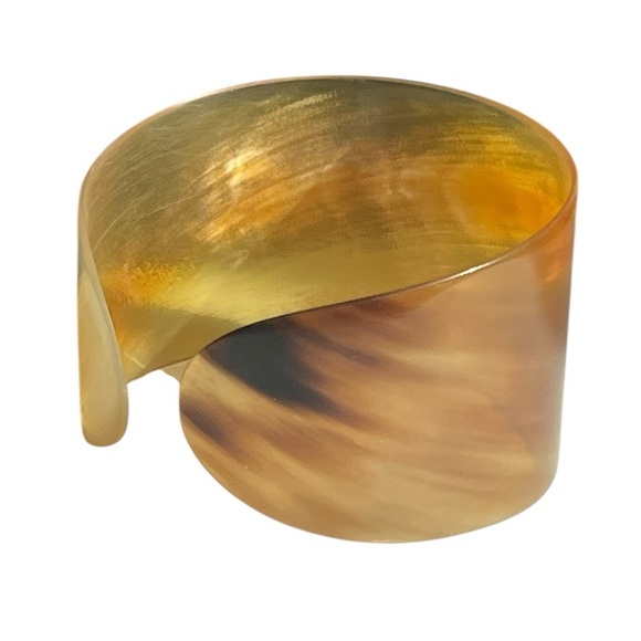 Jewelry - Buffalo Ox Horn Wide Cuff Statement Bracelet Amber Brown